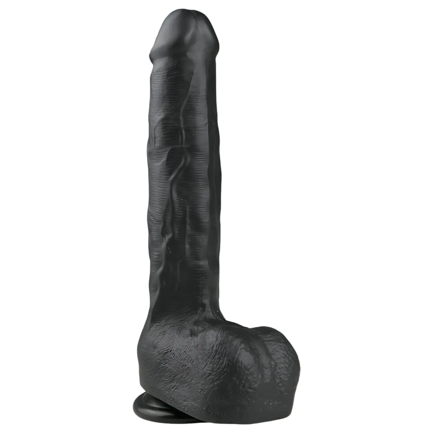 Easytoys - realistické dildo s přísavkou a varlaty - černé 29,5 cm