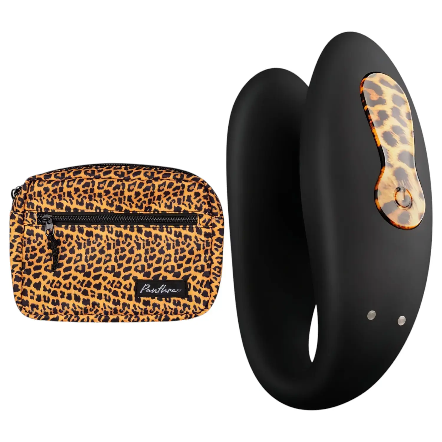 Panthra Zuna - akumulátorový, vodotěsný párový vibrátor (leopardí černá)