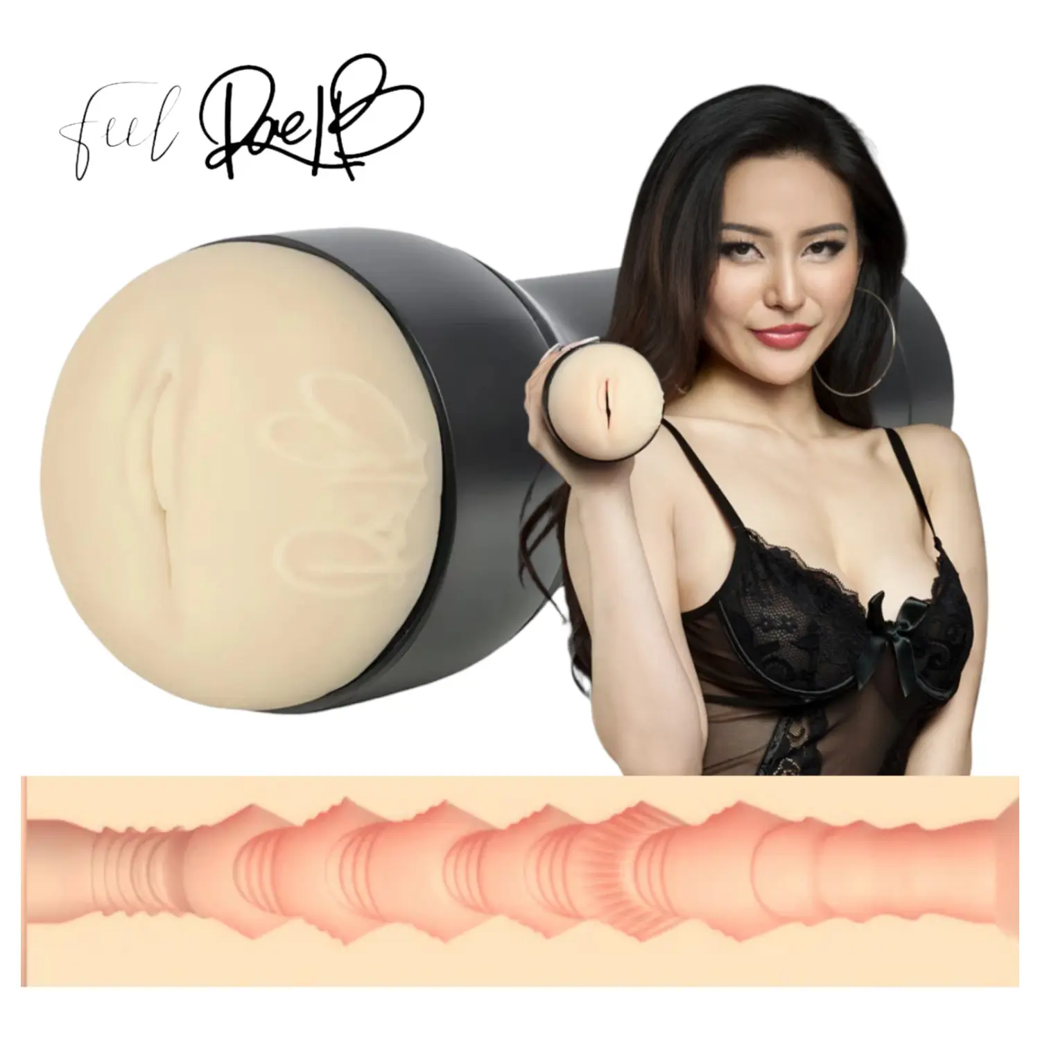Kiiroo Rae Lil Black - umělá vagína - kompatibilní s PowerBlow (tělová barva)