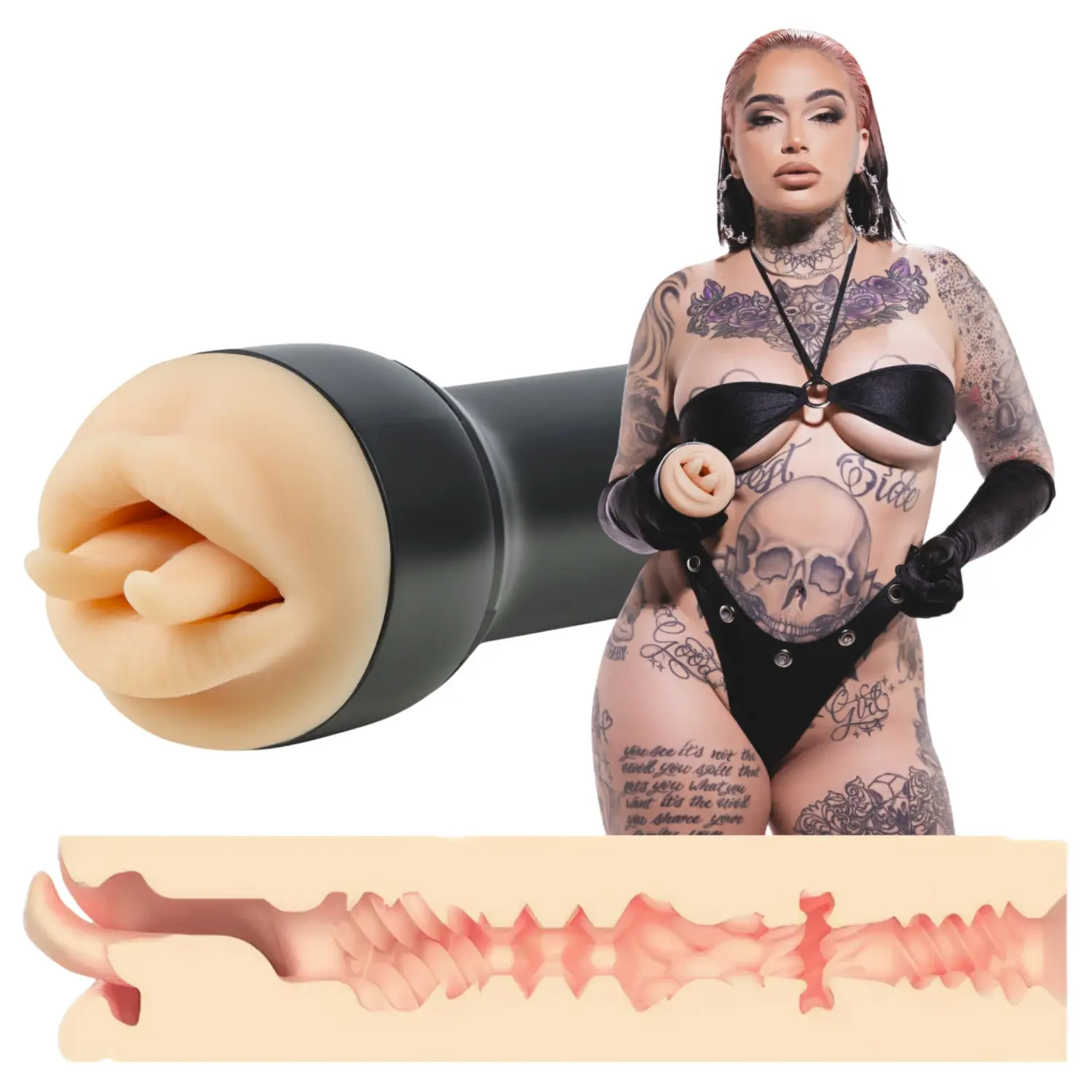 Kiiroo Feel Leigh Raven - umělá ústa s nastřiženým jazykem (přírodní)