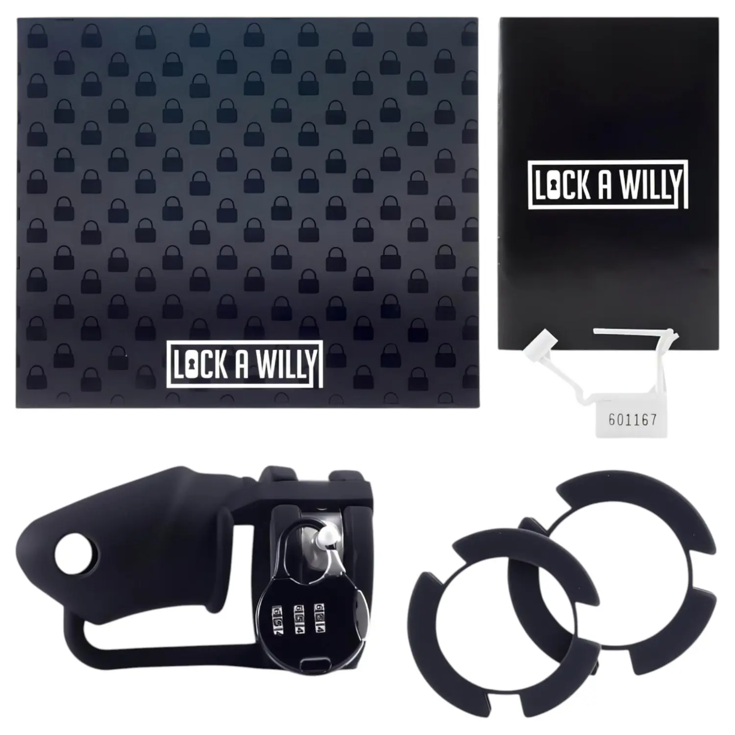 LOCK A WILLY - silikonový penisový klec s zámkem - černý