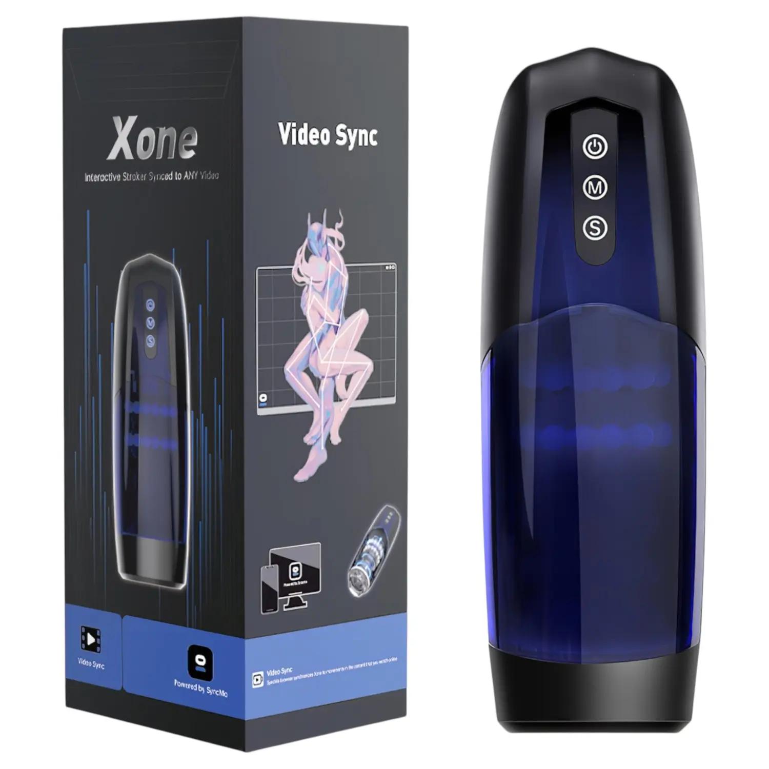 Magic Motion Xone - masturbátor ovládaný aplikací pro muže (modrý)