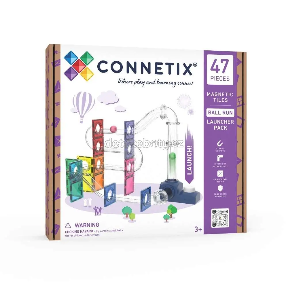 CONNETIX Tiles – kuličková dráha Ball Run Launcher Pack 47 pc