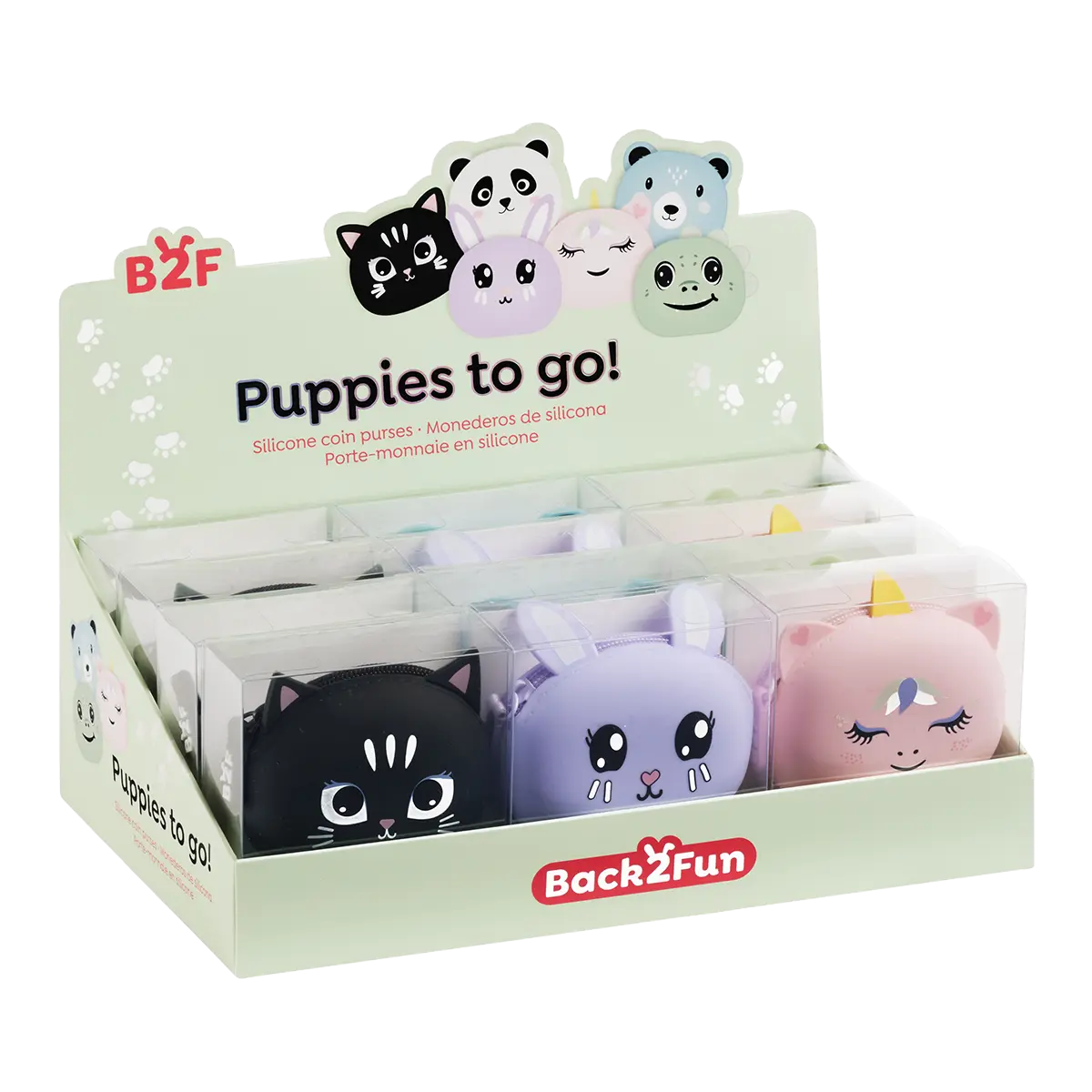 Miquelrius B2F - peněženka se zipem Puppies to go, mix motivů, 12 ks, displej, mix barev
