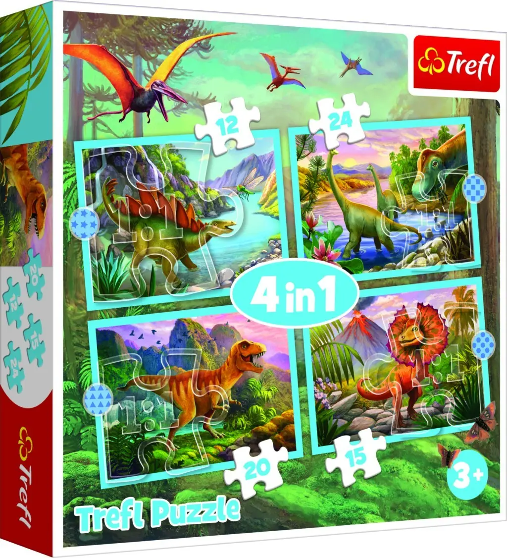 Puzzle Jedineční dinosauři 4v1 (12,15,20,24 dílků)
