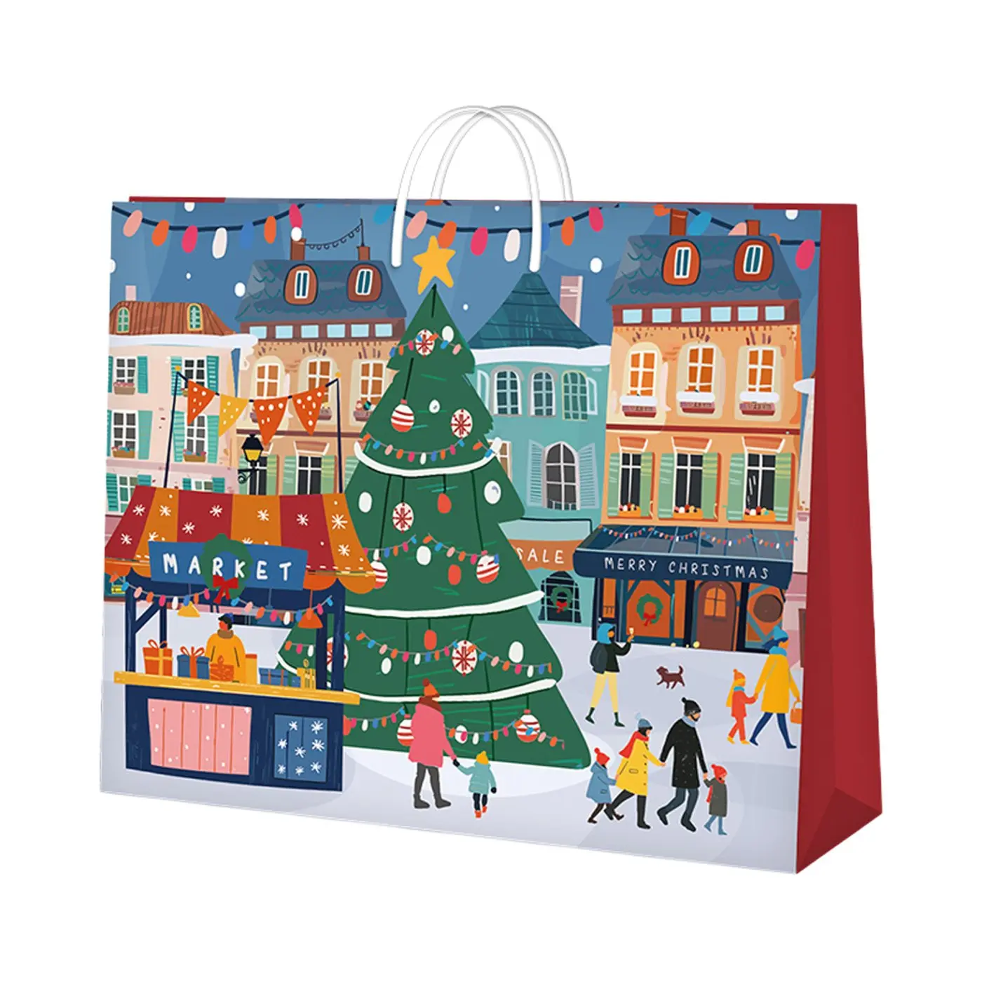 Dárková taška horizontální maxi - Vánoční trhy (45,7 × 15 × 33 cm) - Albi