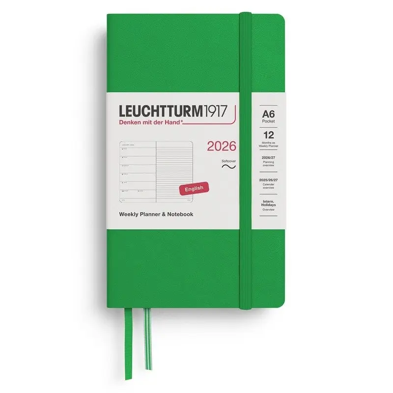 Weekly Planner & Notebook 2026 Pocket (A6) Spring Leaf