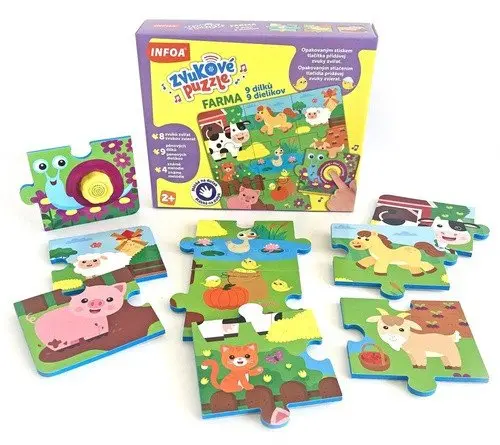 Zvukové puzzle Farma - 9 dílků / 9 dielikov