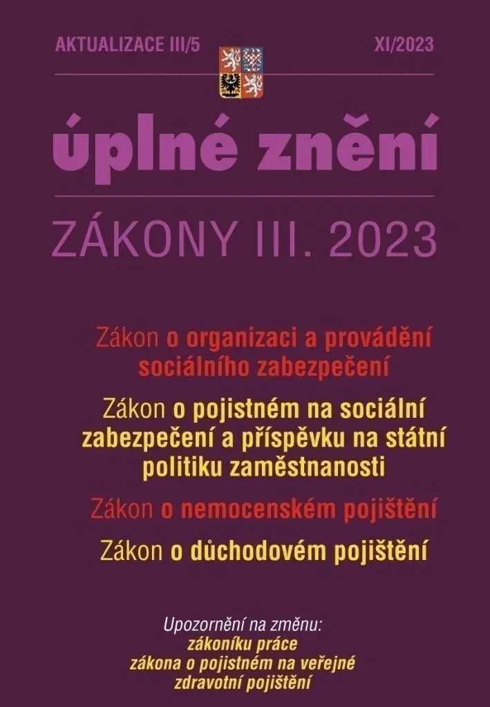 Aktualizace III/5 - o organizaci a provádění sociálního zabezpečení