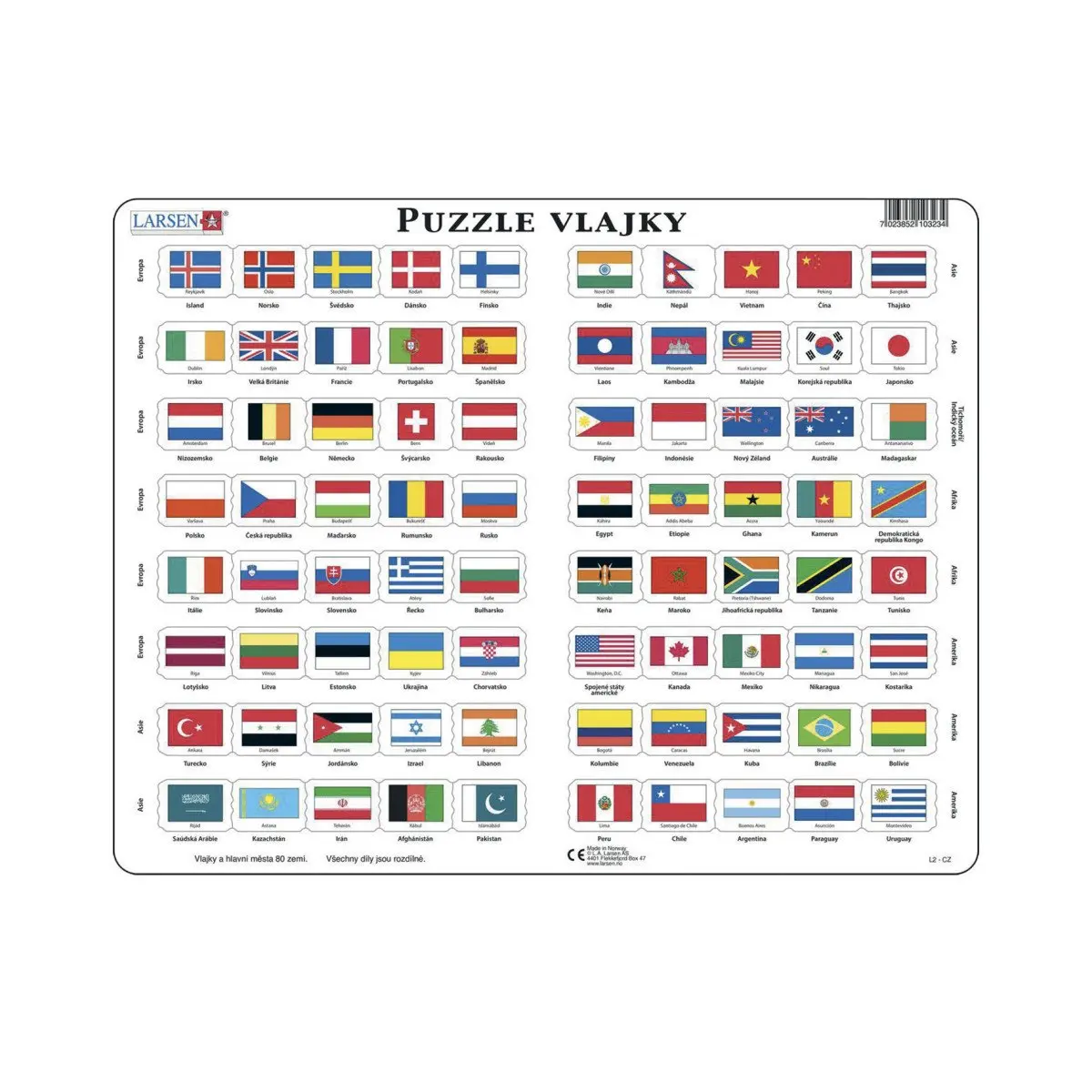 Puzzle MAXI - Vlajky světa/80 dílků - Larsen