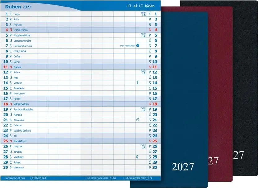 diář 2027 M101/PVC měsíční mix