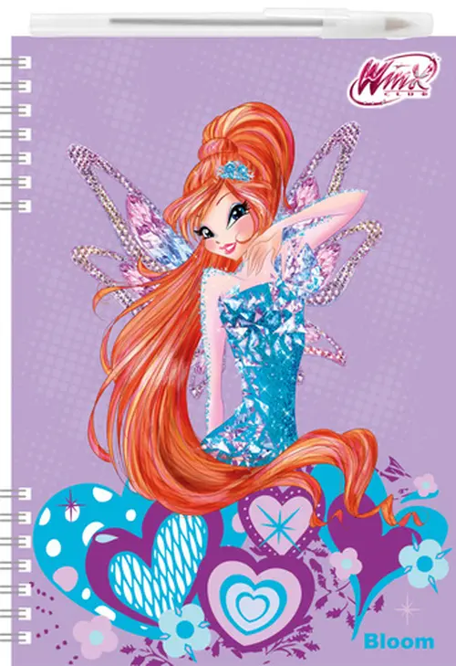 Psací sada Zápisník 3D Winx club + kuličkové pero