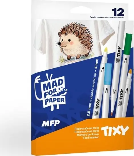 Popisovač na textil - 12ks set - twin tip
