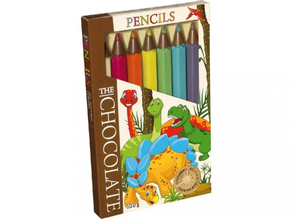 Pastelky z belgické mléčné čokolády DINO 100g