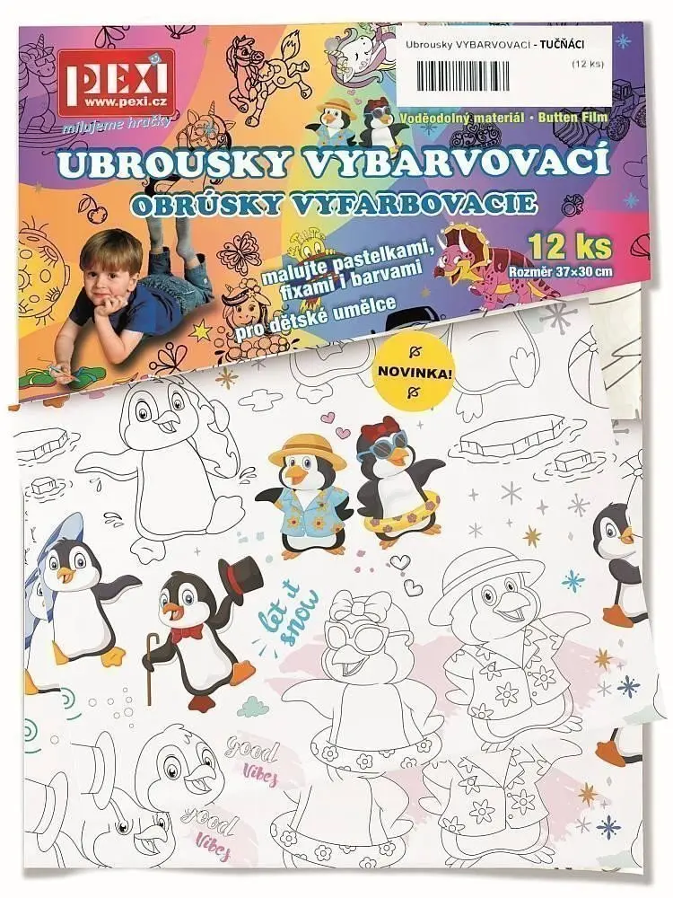 Ubrousky vybarvovací tučňáci (12 ks)