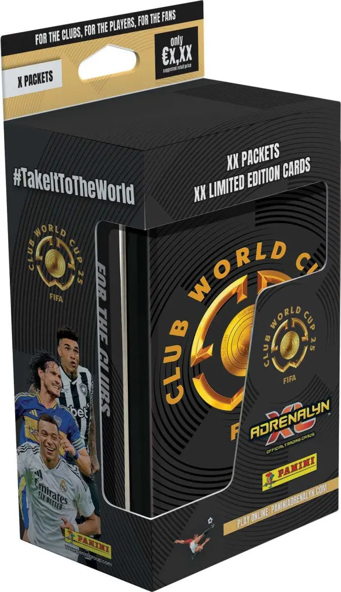 Panini FIFA CLUB WORLD CUP 2025 - ADRENALYN - plechová krabička (hranatá)