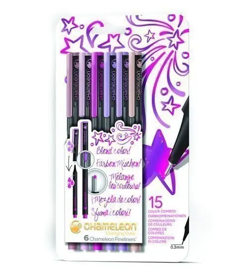 Set Chameleon Fineliner - detailní popisovače, 6ks - přírodní tóny