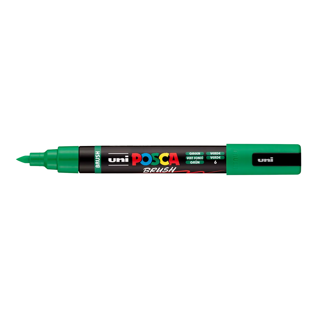 Akrylový popisovač POSCA se štětcovým hrotem PC-5BR, 1 - 4 mm, zelená