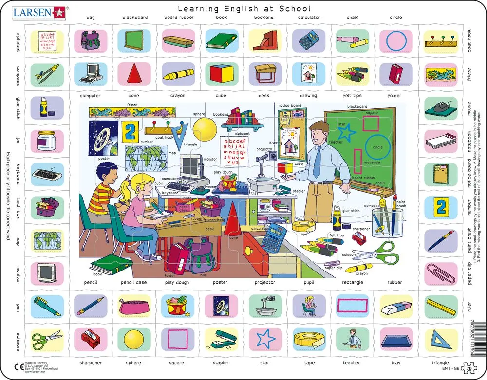 Learning English - At School (EN6) - puzzle z kategorie Náučné puzzle