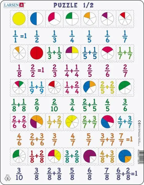 Zlomky 1/2 (AR5) - puzzle z kategorie Náučné puzzle