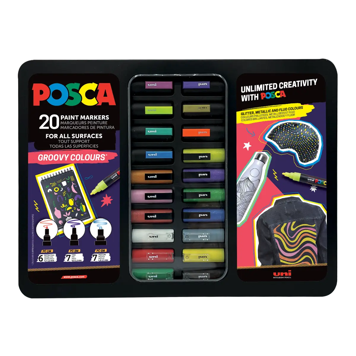 Posca sada popisovačů GROOVY COLOURS - mix barev (20 ks)