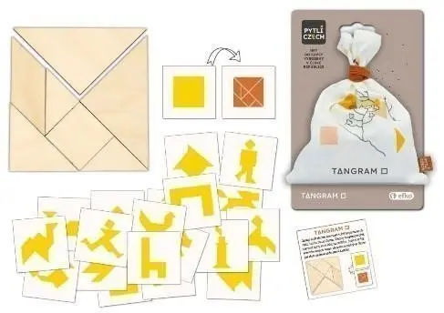 Efko Pytlíczech - Tangram čtverec - dřevěné hlavolamy do kapsy