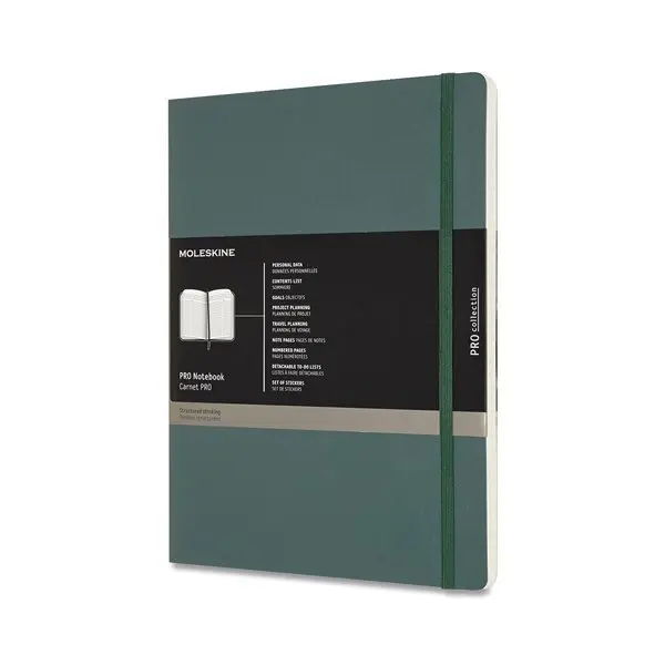 Zápisník Moleskine Professional - měkké desky XL, tmavě zelený, číslované strany