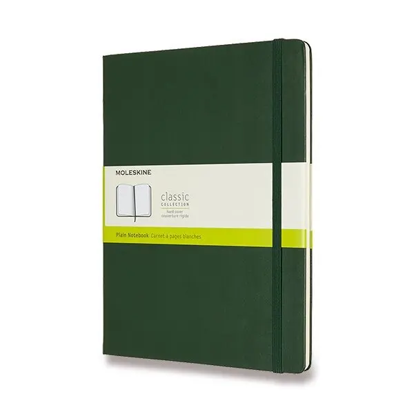 Zápisník Moleskine - tvrdé desky, XL, čistý - tm. zelený