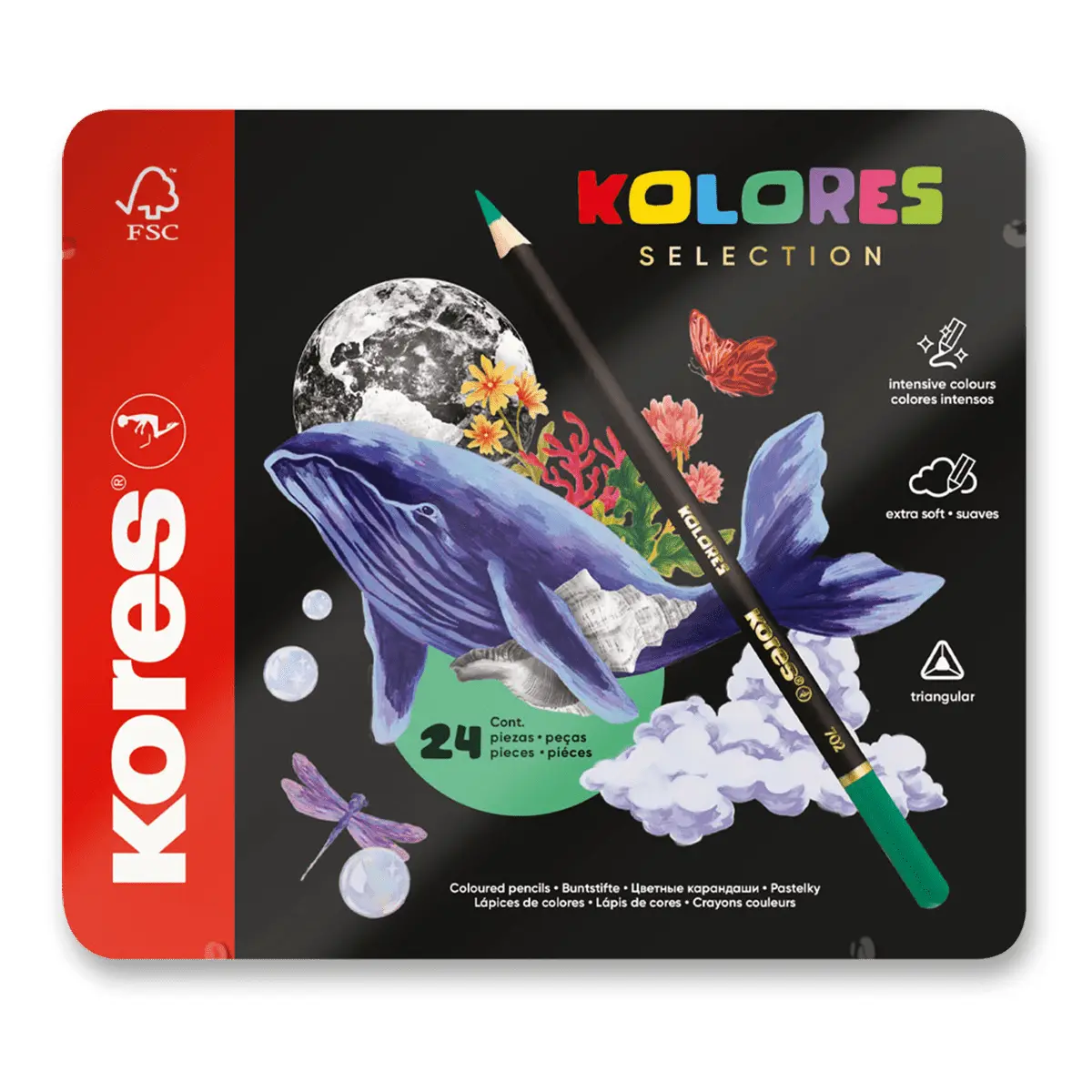 Trojhranné pastelky Kores Kolores Selection, 3 mm, 24 barev