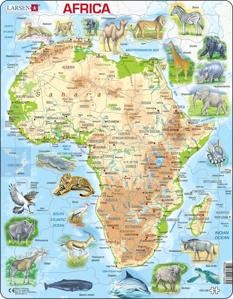 Puzzle Mapa Afriky - puzzle z kategorie 60 – 300 dielikov