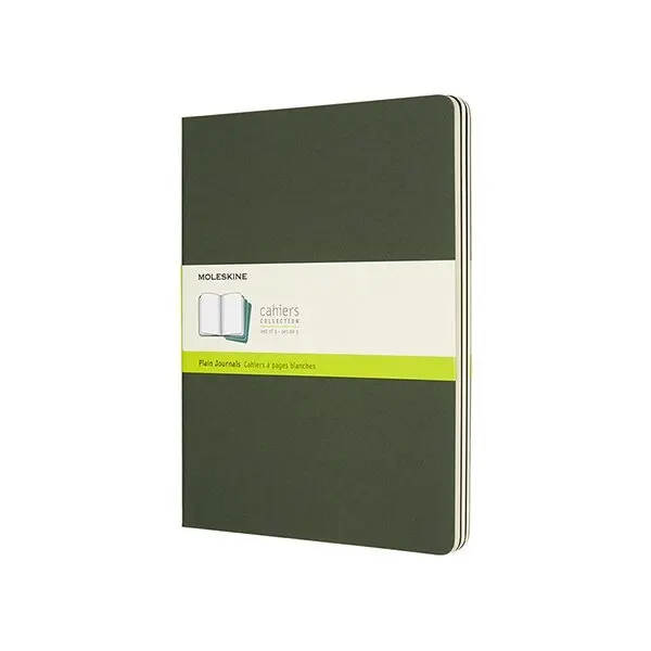 Sešity Moleskine Cahier, XL, čisté, 3 ks - tm. zelené