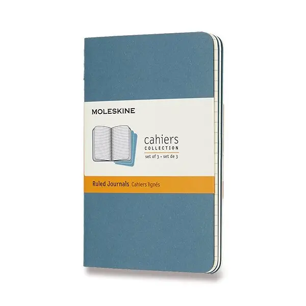 Sešity Moleskine Cahier, S, linkované, 3 ks - tm. tyrkysové