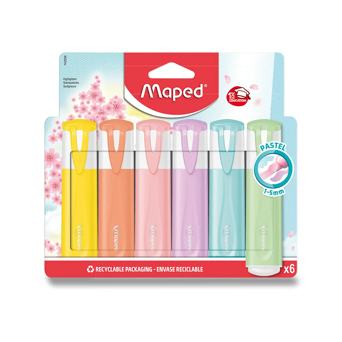 Maped - Zvýrazňovač Fluo Peps Pastel 6 ks