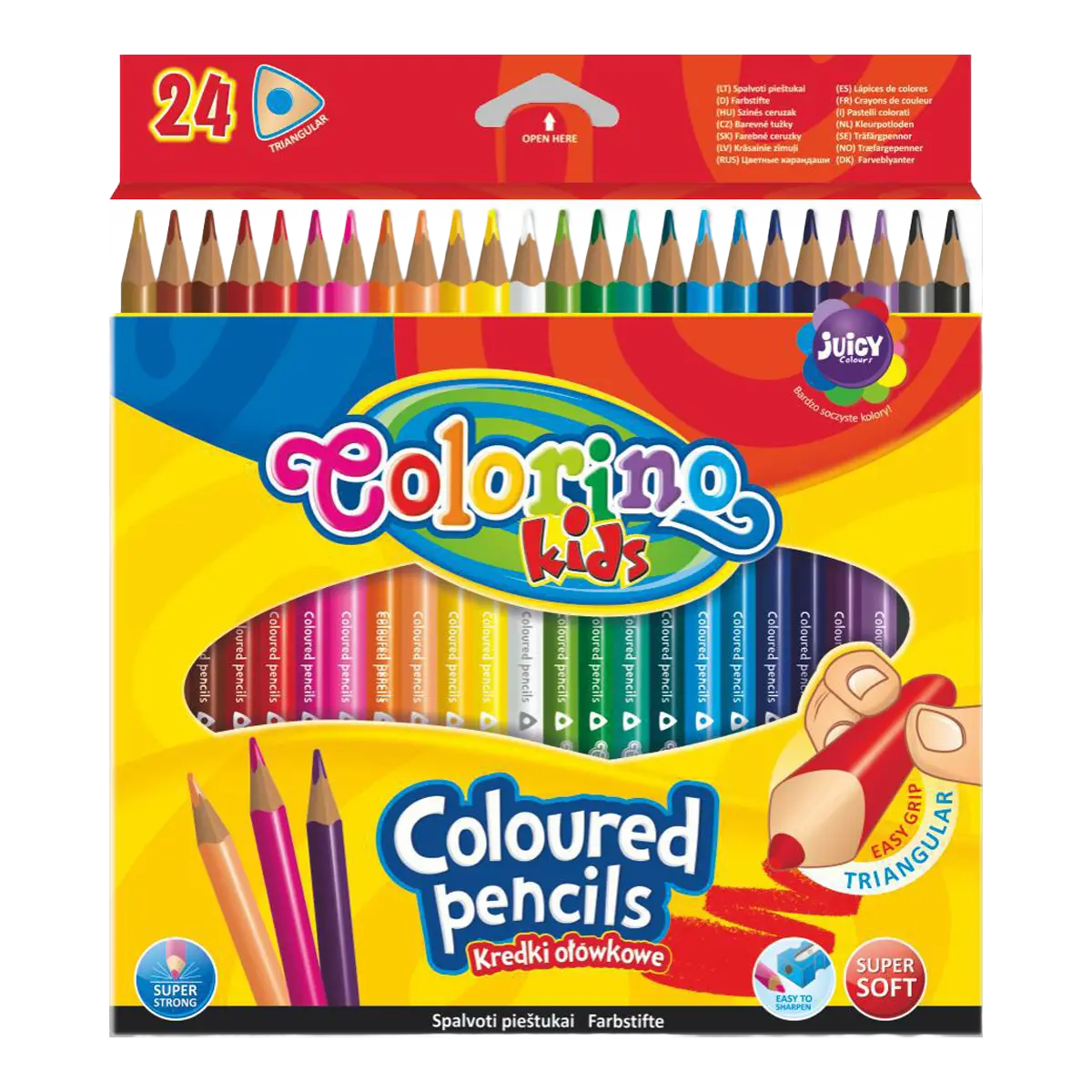 Trojúhelníkové barevné tužky Colorino pro děti - 24 kusů