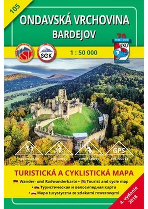 Ondavská vrchovina - Bardejov - turistická mapa č. 105
