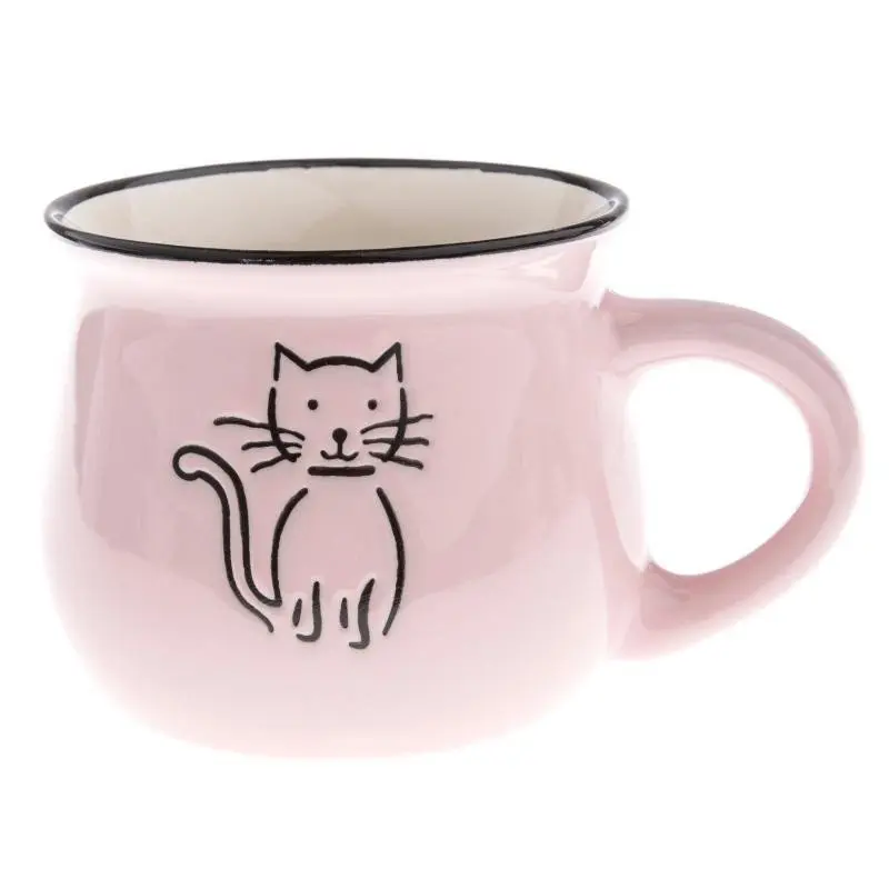 Keramický hrnek Kočka 75 ml, růžová