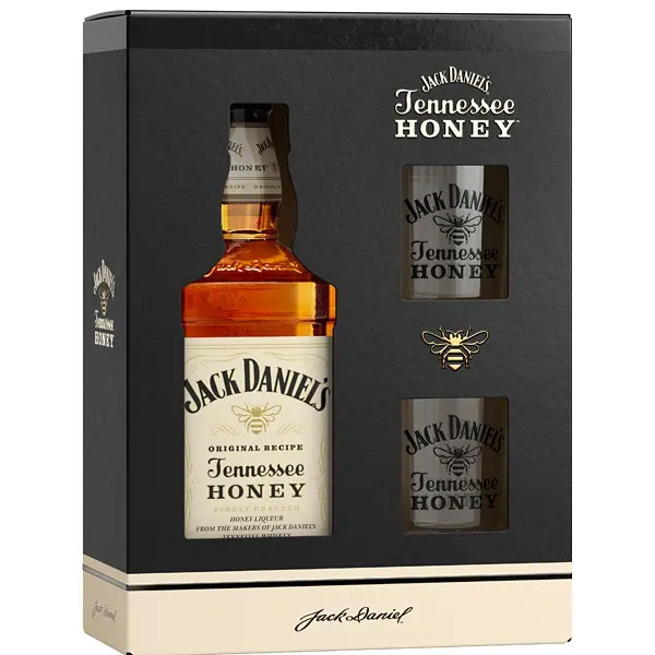 Jack Daniel's Honey se 2 sklenicemi 35% 0,7l (darčekové balenie 2 poháre)