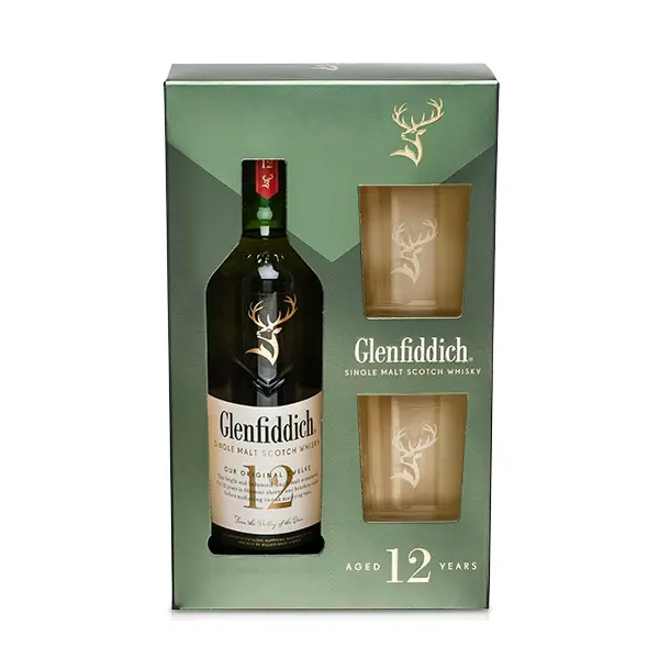 Whisky Glenfiddich 12YO 0,7l 40% (dárkové balení 2 skleničky)