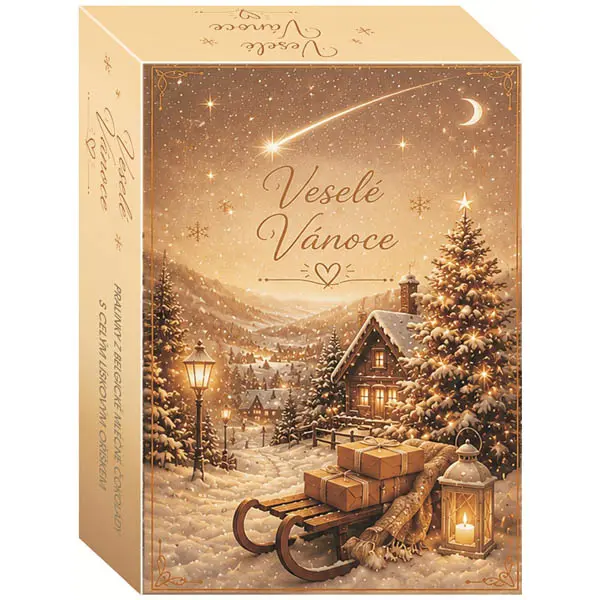 Pralinky z belgické mléčné čokolády Veselé Vánoce Sáňky 85g