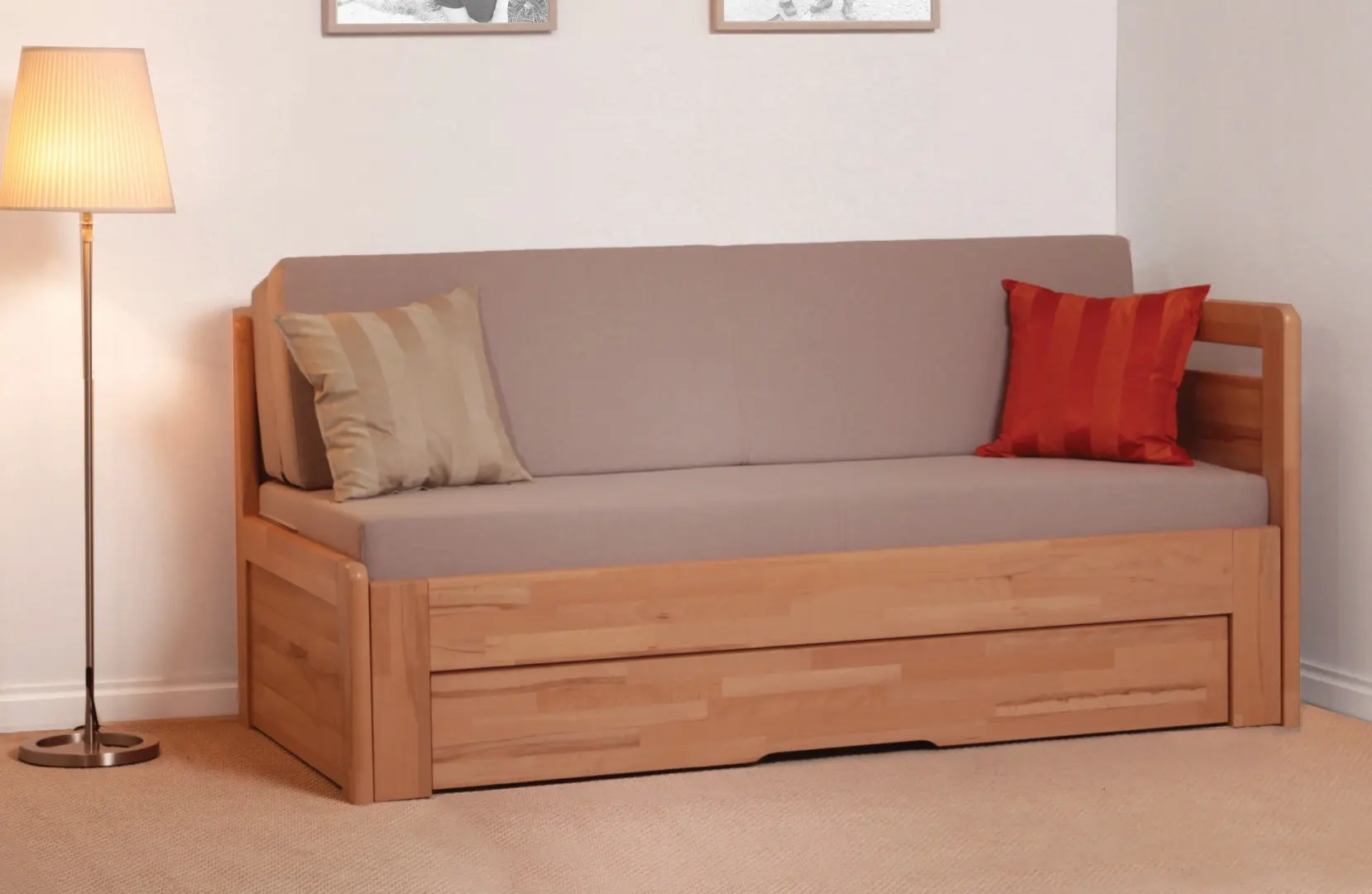 BMB TANDEM ORTHO bez roštů 90 x 200 cm - rozkládací postel z masivního buku