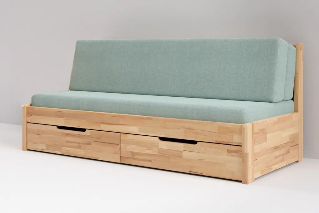 BMB TANDEM HARMONY BUK s roštem a úložným prostorem 80 x 220 cm - rozkládací postel z masivního buku