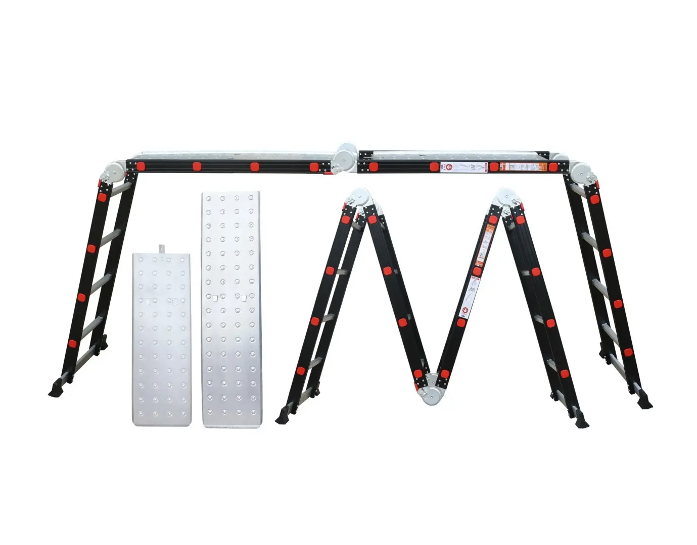 Texim BLACK PREMIUM NVLG-44 - multifunkční hliníkový žebřík 4x4 - 473 cm + kolečka + podlážka