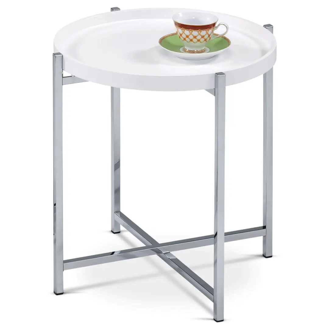 Autronic Odkládací stolek 50 x 50 x 50 cm, dřevo bílá + kov, 80135-12 WT