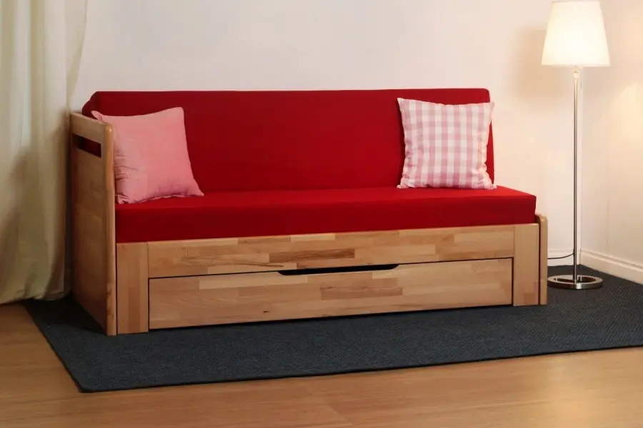 BMB TANDEM PLUS s roštem 90 x 200 cm - rozkládací postel z masivního buku