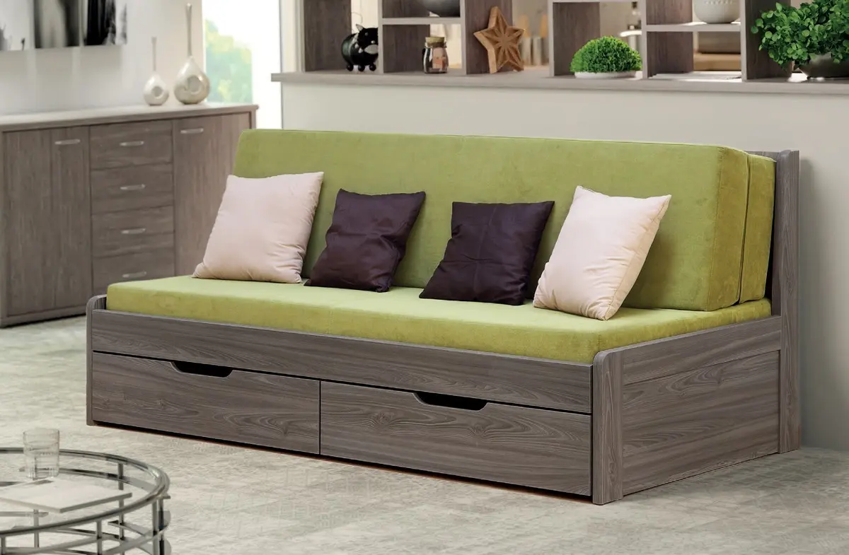 BMB TANDEM KLASIK s roštem a úložným prostorem 90 x 200 cm - rozkládací postel z lamina