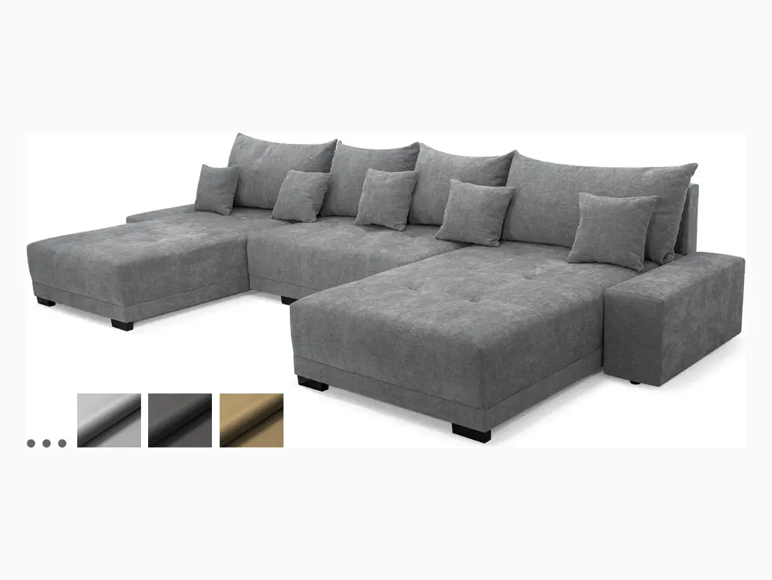 Sofiland DEMI U LARGE XXL - látka MONOLITH - rohová sedací souprava - s funkcí spaní a úložným prostorem