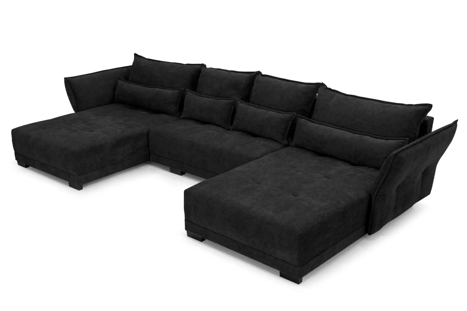 Sofiland Rohová sedací souprava Comfort Deluxe U - černá - rozkládací pohovka s úložným prostorem