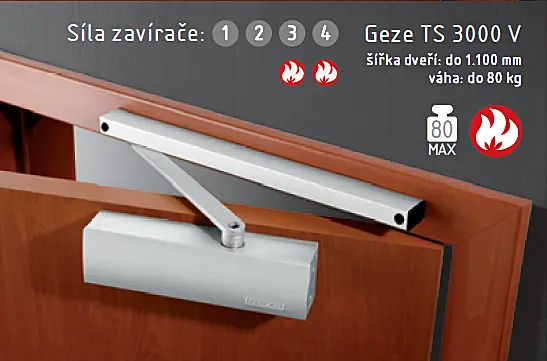 Zavírač ACT Geze TS 3000 V BC (STŘÍBRNÁ),