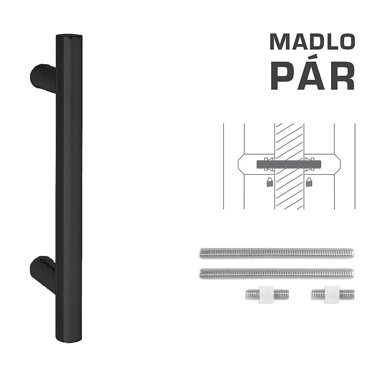 Dveřní madlo MP FT K00 Ø 25 mm UN (BS - Černá matná) - pár, MP BS (černá mat)