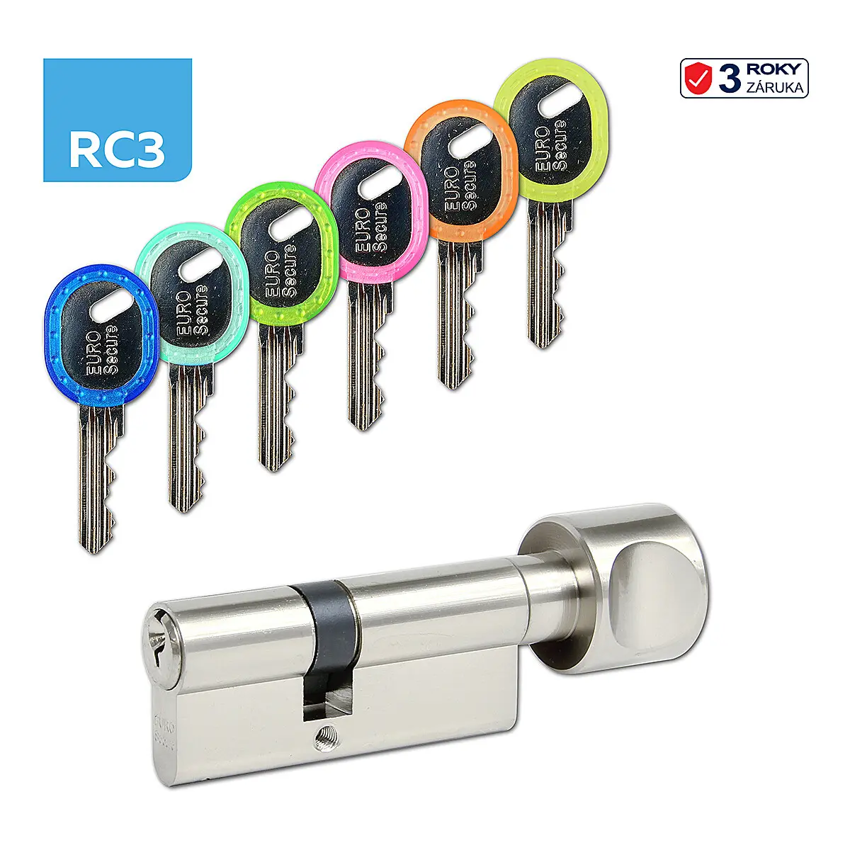 Cylindrická knoflíková bezpečnostní vložka RICHTER EURO SECURE R3, Vložka bezpečnostní s knoflíkem 30/45 mm
